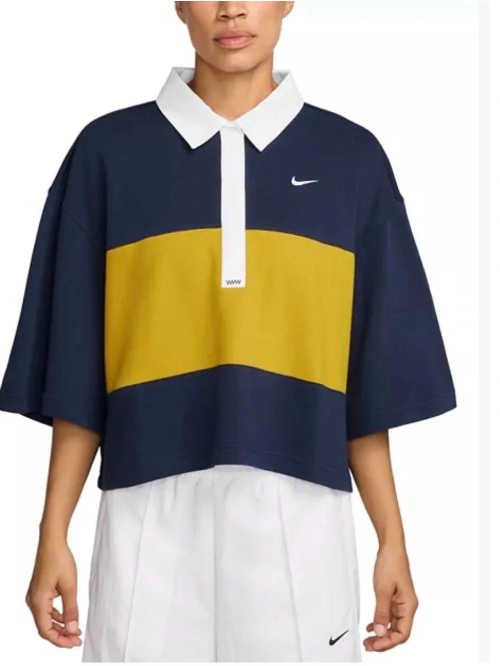 Nike Navy, Yellow & White Rugby-Style Polo